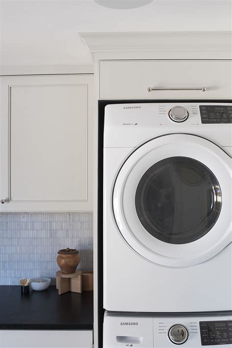 Built-In Stacked Washer and Dryer in Laundry Room - Room For Tuesday