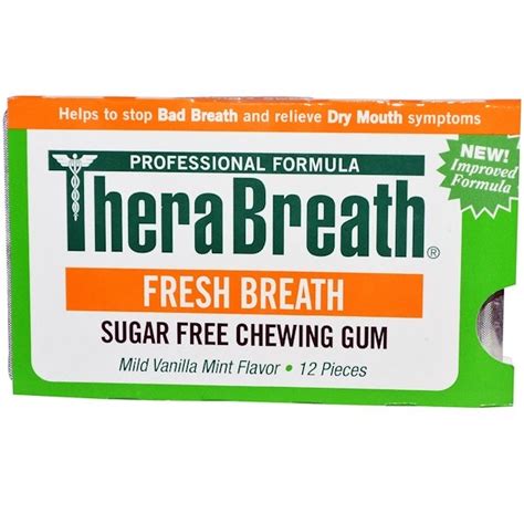 Therabreath Fresh Breath Sugar Free Chewing Gum Mild Vanilla Mint