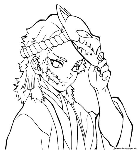 Tanjiro Kamado With Mask Demon Slayer Coloring Page Printable Porn Sex Picture