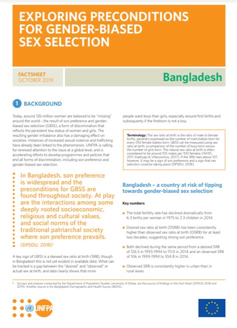 Unfpa Bangladesh Country Factsheet Exploring Preconditions For Gender Biased Sex Selection
