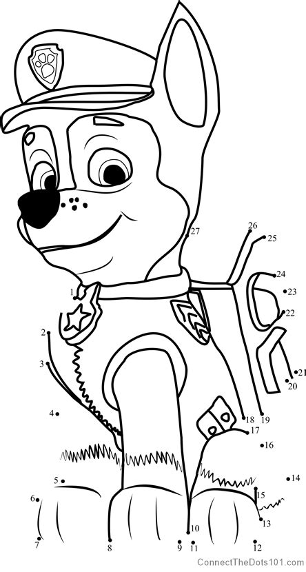 Chase Dot To Dot Printable Worksheet Connect The Dots Paw Patrol