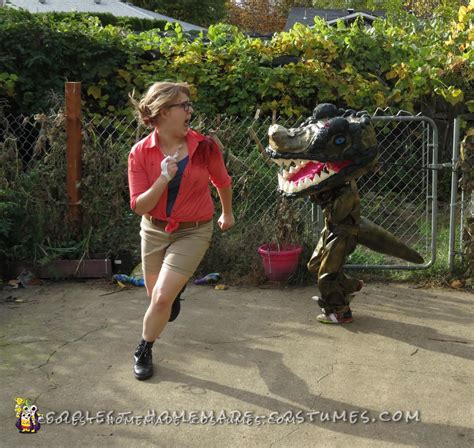 Awesome Jurassic Park Costumes T Rex And Ellie