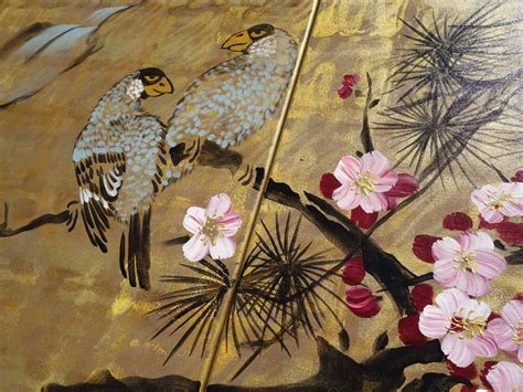 Japan Art Cherry Blossom And Love Birds Japanese Style