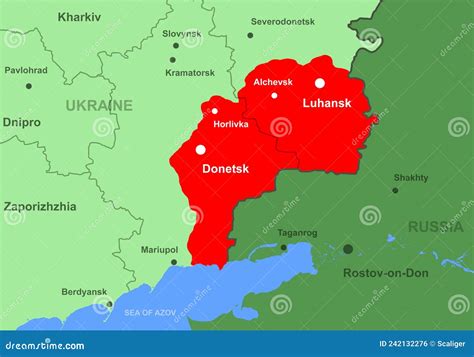 Ukraine With Donetsk And Luhansk Republics On Map Close Up Coloso