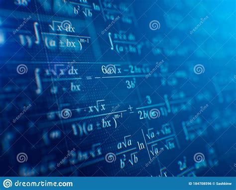 Math Concept Mathematical Formulas On Blue Background Stock