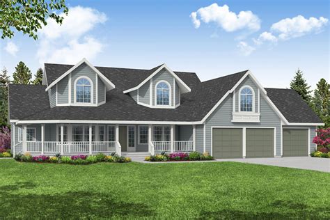 Country Style Home Plan With 2 Story Foyer And Great Room 72354da