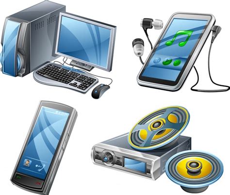 Digital Devices Icons Modern 3d Sketch Vectors Graphic Art Designs In