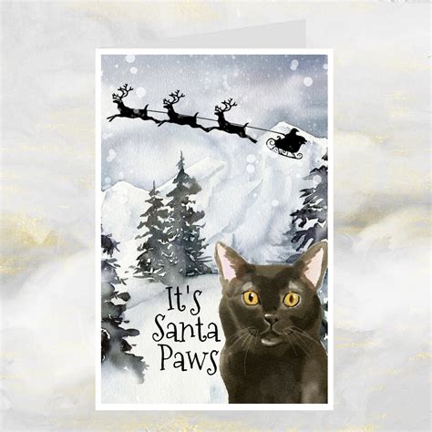Black Cat Christmas Card Funny Black Cat Christmas Card Etsy Uk