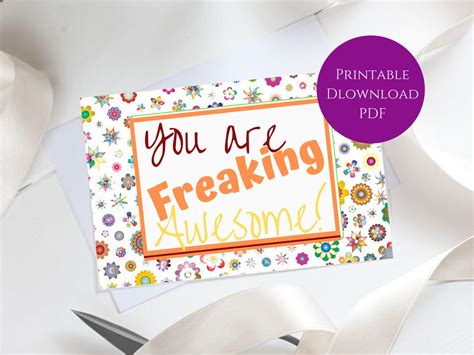 You Are Freaking Awesome Card Printable Inspiration Card Etsy