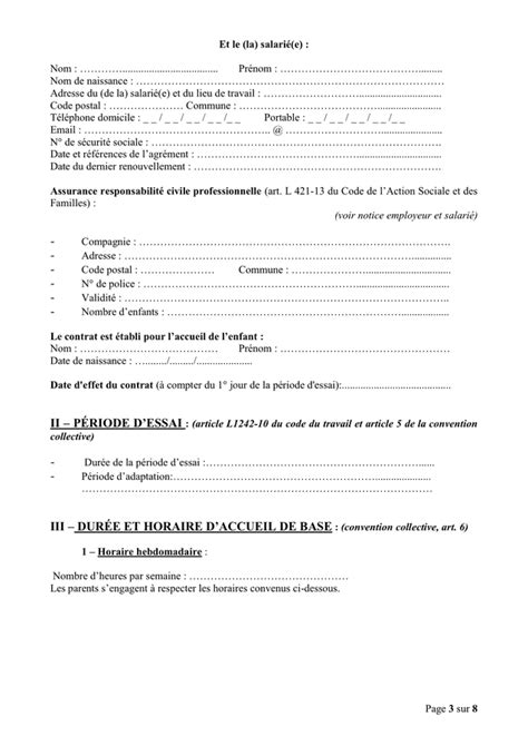 Contrat De Travail D Un Assistant Maternel DOC PDF Page 3 Sur 8