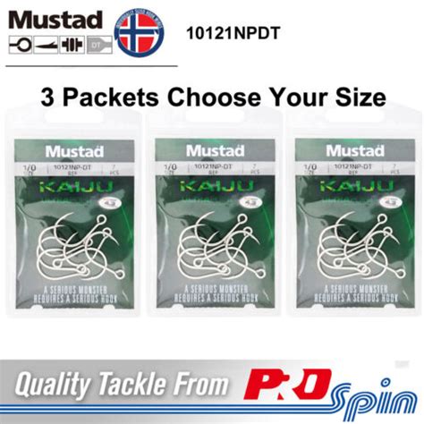 3 Pack Lots Mustad Kaiju 7x Strong Single In Line Hooks 10121npdt