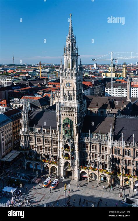 View Of The Neues Rathaus Munichs City Hall At Marienplatz Stock
