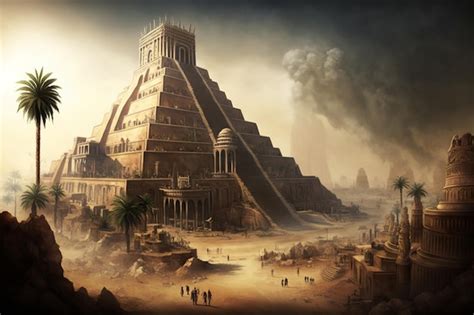 Premium Ai Image Ancient City Of Babylon With The Tower Of Babel