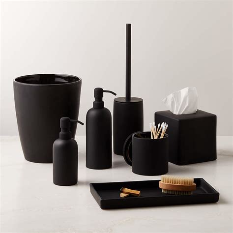 Rubber Coated Modern Black Bath Accessories Cb2
