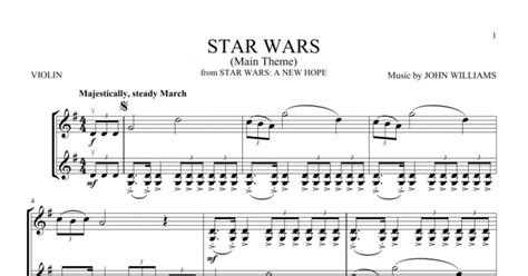 Star Wars Main Theme Violin Duet Print Sheet Music Now