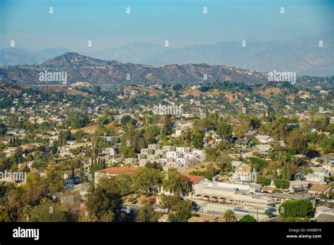 Aerial View Of The Cityscape Of Highland Park Los Angeles California