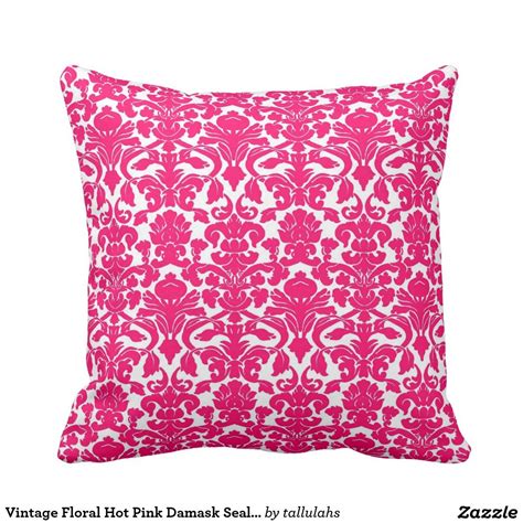 Vintage Floral Hot Pink Damask Seal Pillow Damask