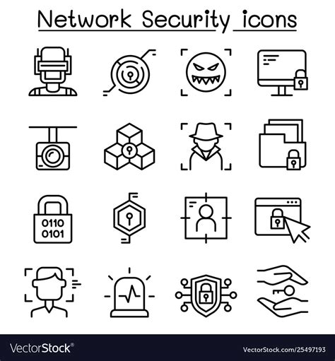 Network Security Internet Firewall Icon Set Vector Image