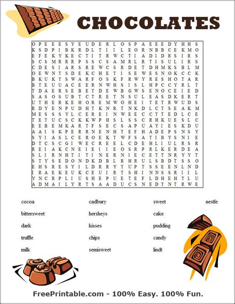 Free Printable Word Search Puzzles Chocolate Printable Templates