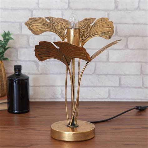 Art Deco Antique Gold Palm Tree Table Lamp Metal Light 475cm Ebay