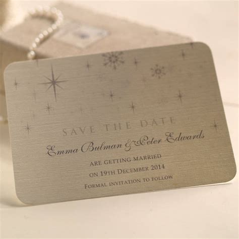 snowflake winter themed wedding save the date by beautiful day