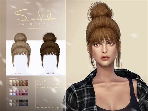 The Bun With Bangs Hair By S Club ~ The Sims Resource Sims 4 Hairs