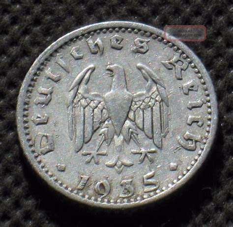 Rare Old Coin Of Nazi Germany 50 Reichspfennig 1935 F Stuttgart Third