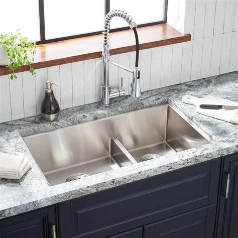 ortega   divide double bowl stainless steel undermount sink