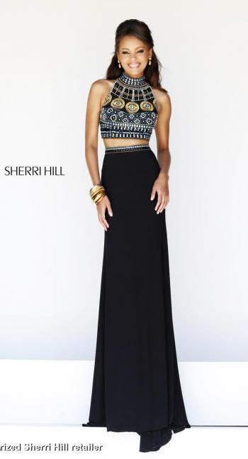 Black And Gold Two Piece Prom Dress