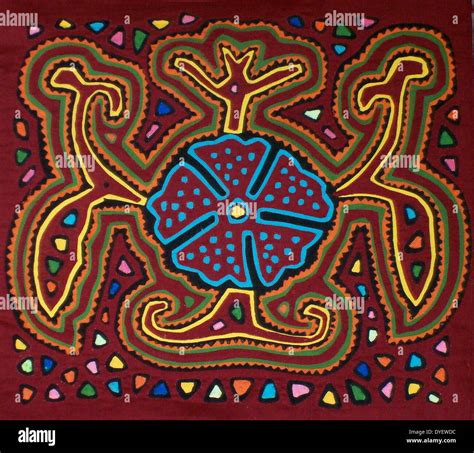 Mola Kuna Textiles Artista Indio Representando Flores Desde El