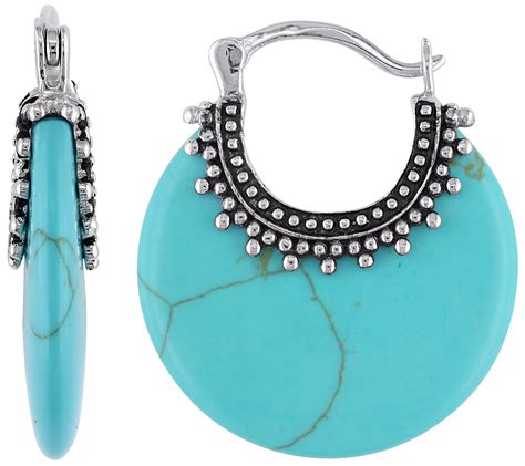 Sterling Silver Turquoise Beaded Hoop Earrings QVC Com