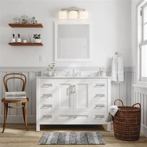 Allen Roth Crest Hill 48 In White Undermount Single Sink Bathroom