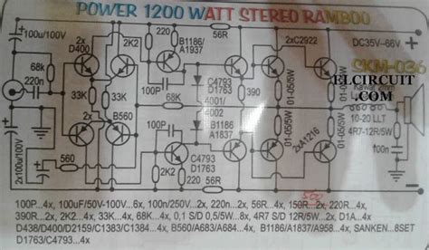 A 4 ohm speaker or two pieces… 1200W High Power Amplifier 2SA1216 and 2SC2922 | Audio amplifier, Circuit design, Circuit