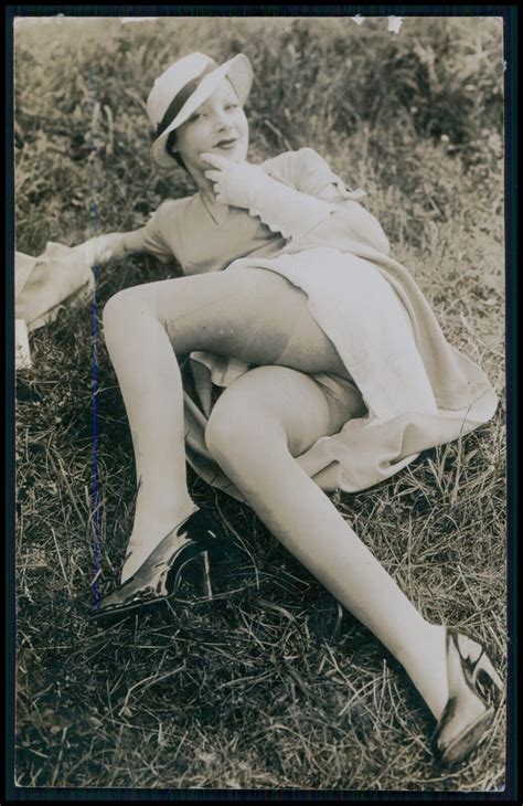 French Nude Woman Biederer On Floor Crossed Legs Original C Photo