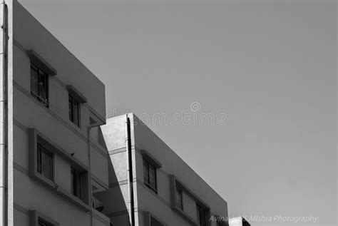 Building Lit Up By The Sunlight Modern Apartment Flat Stock Image