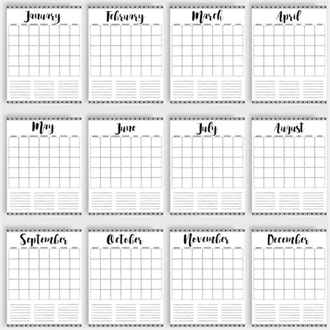 Printable Calendar 2021 Printable Calendar Undated Printable Etsy