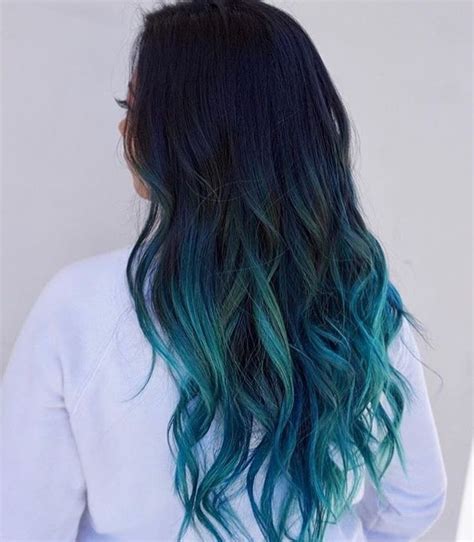 Wavy Navy Blue Hair Into A Cyan Aqua With Images Stylish Hair