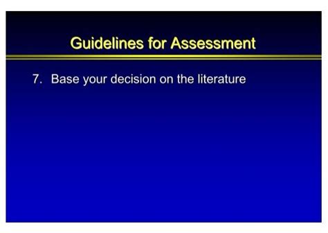 Guidelines For Assessment