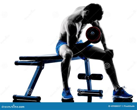 Man Exercising Fitness Weights Bench Press Exercises Silhouette Stock
