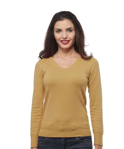 Long Sleeve V Neck Knit Sweater Dusty Mustard C7187kmyllq