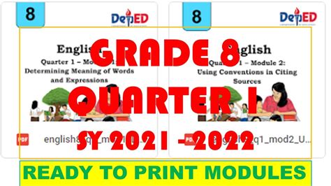 Grade 8 Ready To Print Modules Quarter 1 Sy 2021 2022 Youtube