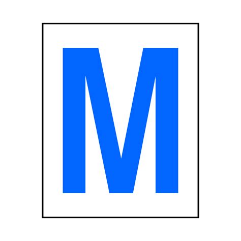 Letter M Sticker Blue Safety Uk