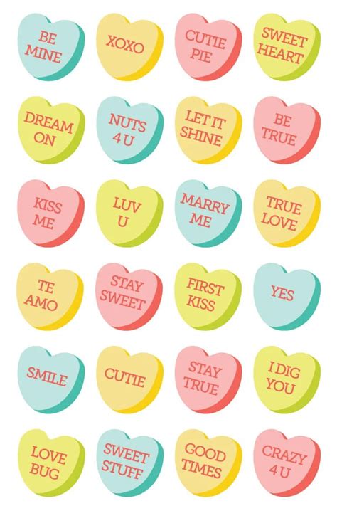 Printable Candy Heart Phrases