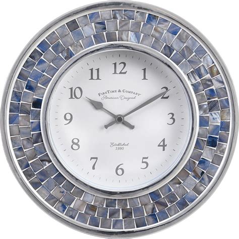 Firstime And Co Lagoon Blue Pearl Mosaic Clock 31155 The Home Depot