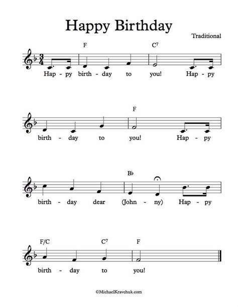 Birthday song tutorial on piano with notations happy birthday to you on piano birthday song on harmonium. Happy Birthday To You Free Lead Sheet in F Major | Happy ...