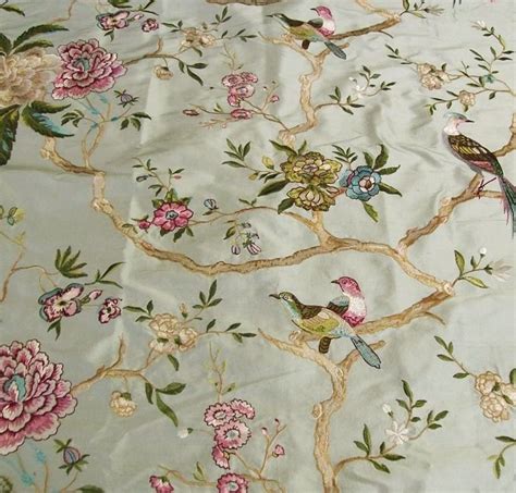 Embroidery Chinoiserie Fabric Chinoiserie Silk Fabric