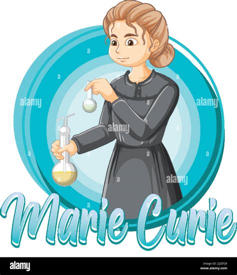 Retrato De Marie Curie En Ilustración De Dibujos Animados Imagen Vector