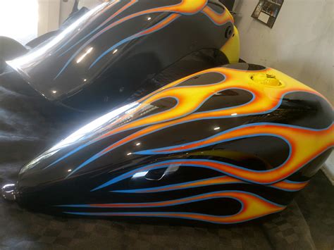 Custom Painted Harley Motorcycle Traditional Airbrushed Flames