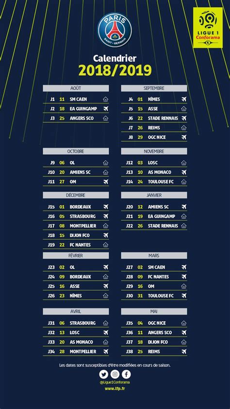 La ligue 1 version 2021/2022, c'est bientôt parti. Club : Le calendrier 2018/2019 du PSG en Ligue 1 dévoilé ...