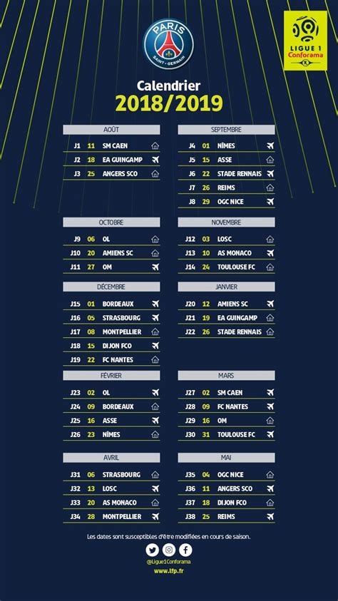 Calendrier & resultats foot algerie / ligue 1, algerie, 16e journée saison 2020/2021 : Club : Le calendrier 2018/2019 du PSG en Ligue 1 dévoilé | CulturePSG